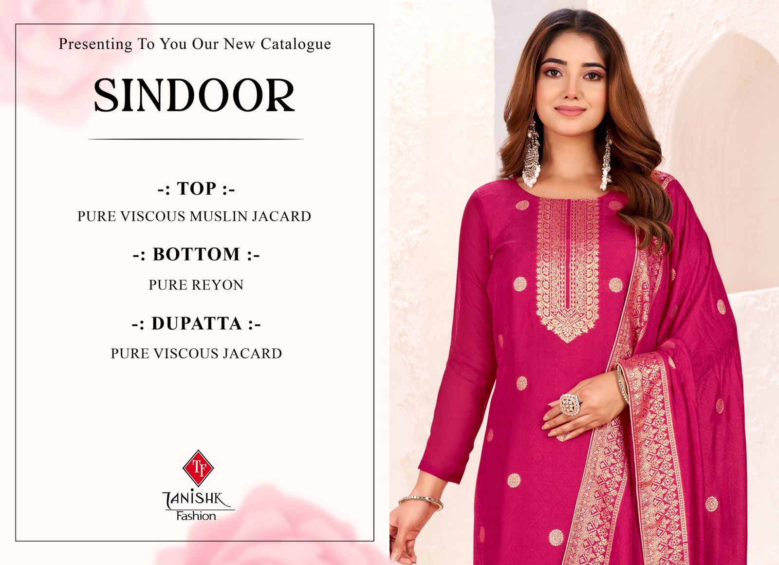 Sindoor Tanishk Fashion Muslin Jacquard Pant Style Suits Manufacturer