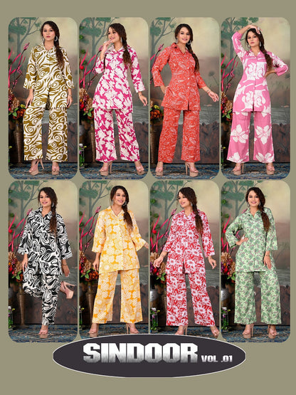 Sindoor Vol 1 Pt Rayon 14Kg Co Ord Set Exporter Ahmedabad