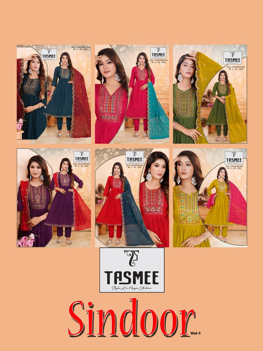 Sindoor Vol 1 Tasmee Chanderi Readymade Pant Style Suits Wholesale Rate