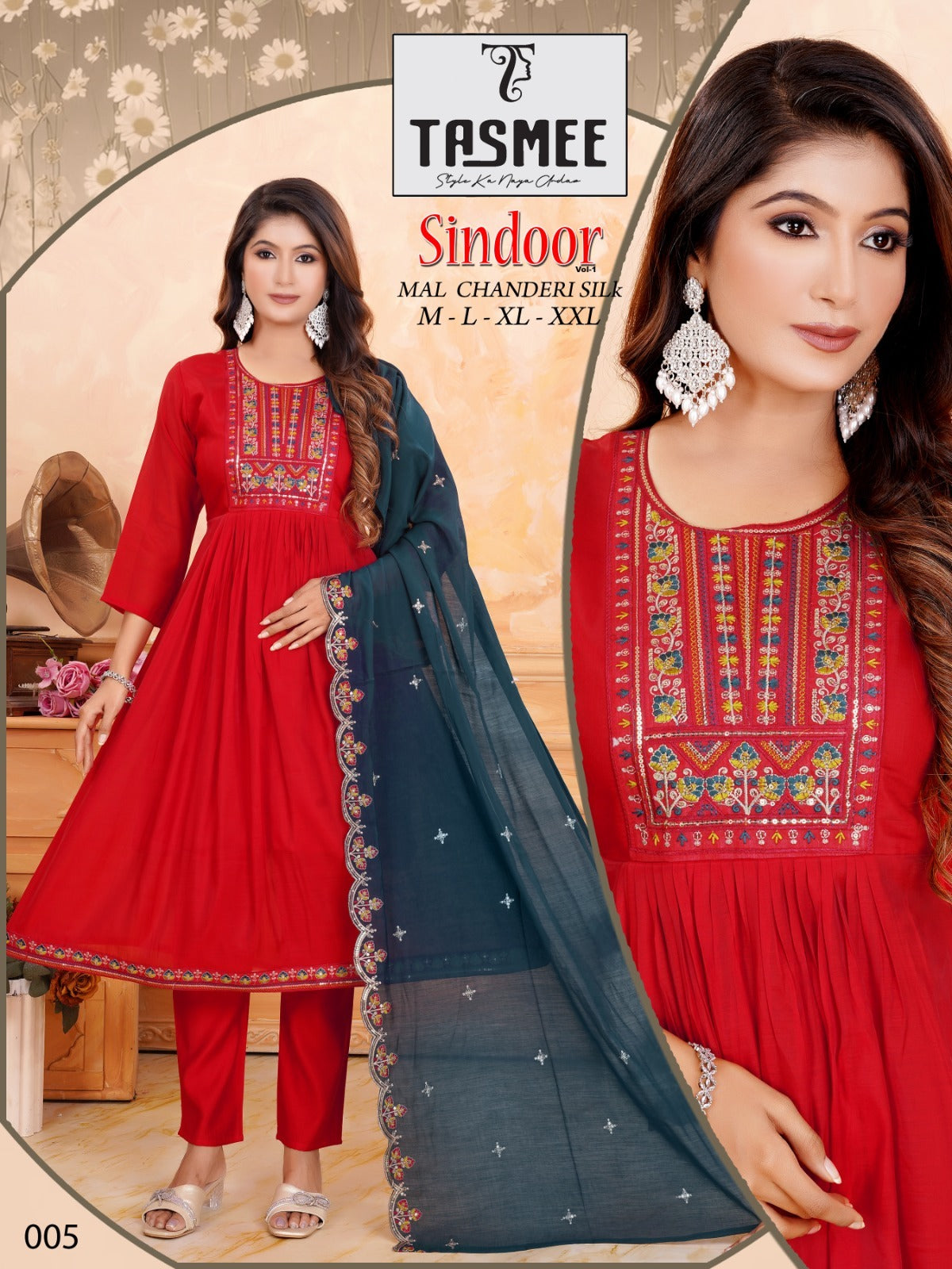 Sindoor Vol 1 Tasmee Chanderi Readymade Pant Style Suits Wholesale Rate