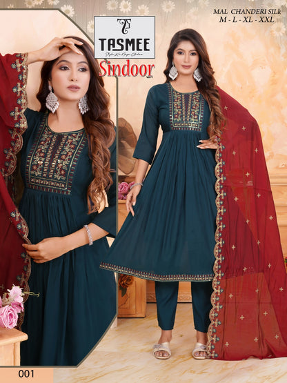 Sindoor Vol 1 Tasmee Chanderi Readymade Pant Style Suits Wholesale Rate
