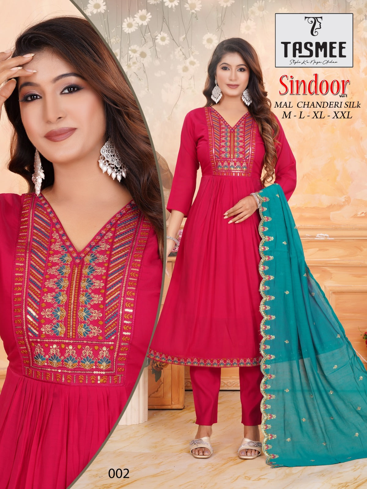 Sindoor Vol 1 Tasmee Chanderi Readymade Pant Style Suits Wholesale Rate