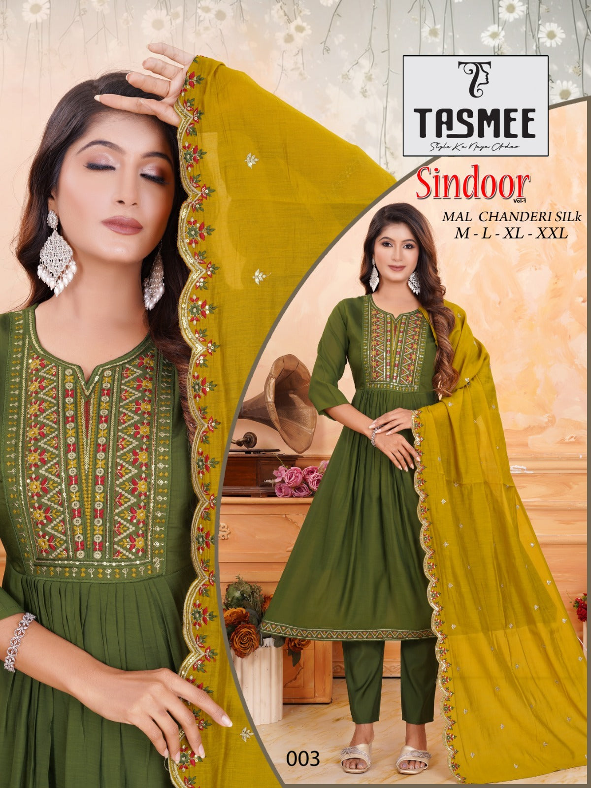 Sindoor Vol 1 Tasmee Chanderi Readymade Pant Style Suits Wholesale Rate