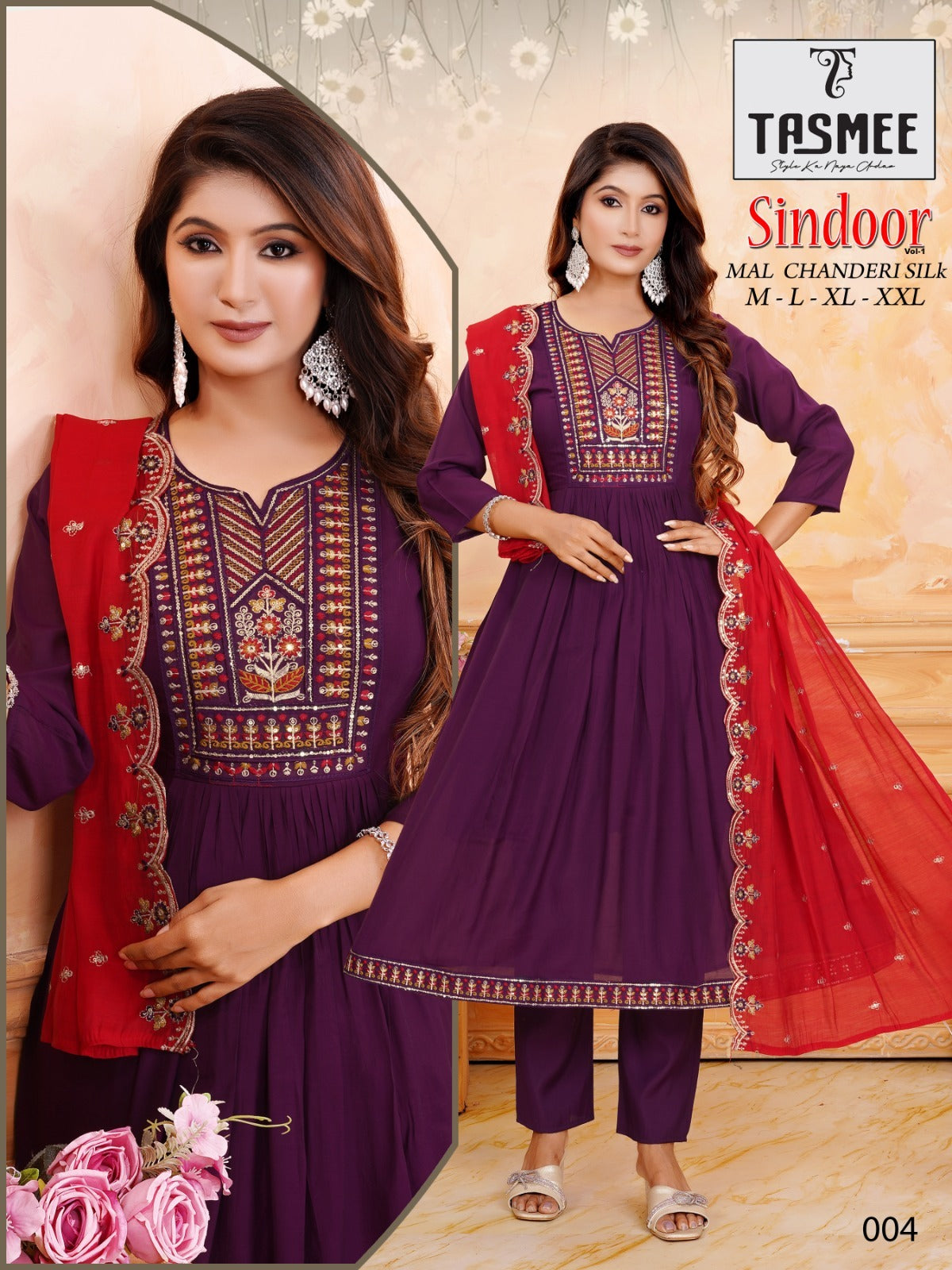 Sindoor Vol 1 Tasmee Chanderi Readymade Pant Style Suits Wholesale Rate