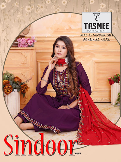 Sindoor Vol 1 Tasmee Chanderi Readymade Pant Style Suits Wholesale Rate