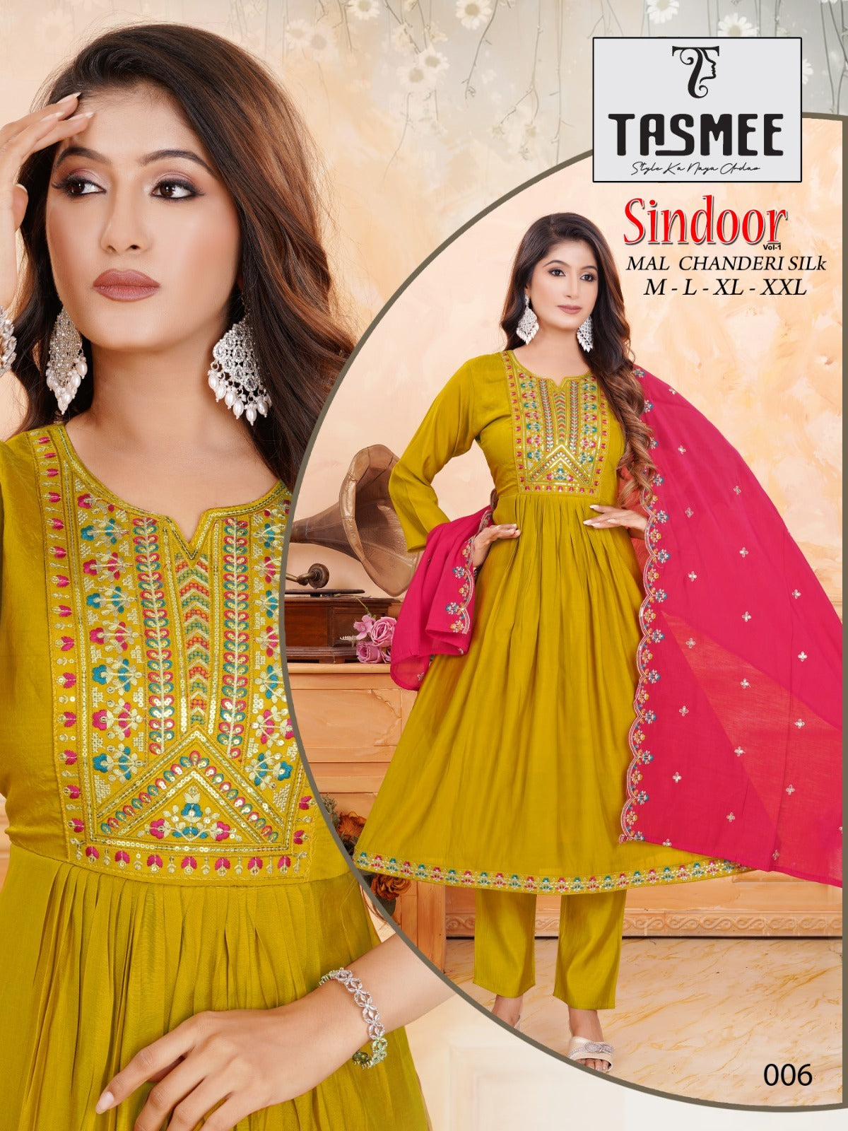 Sindoor Vol 1 Tasmee Chanderi Readymade Pant Style Suits Wholesale Rate
