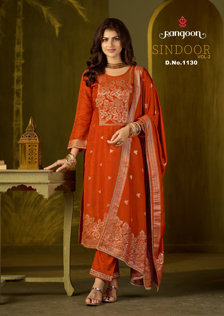 Sindoor Vol 2 Rangoon Russian Dola Readymade Pant Style Suits Exporter India