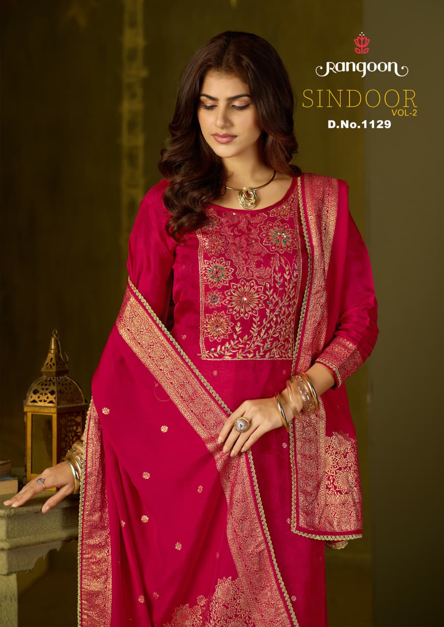 Sindoor Vol 2 Rangoon Russian Dola Readymade Pant Style Suits Exporter India