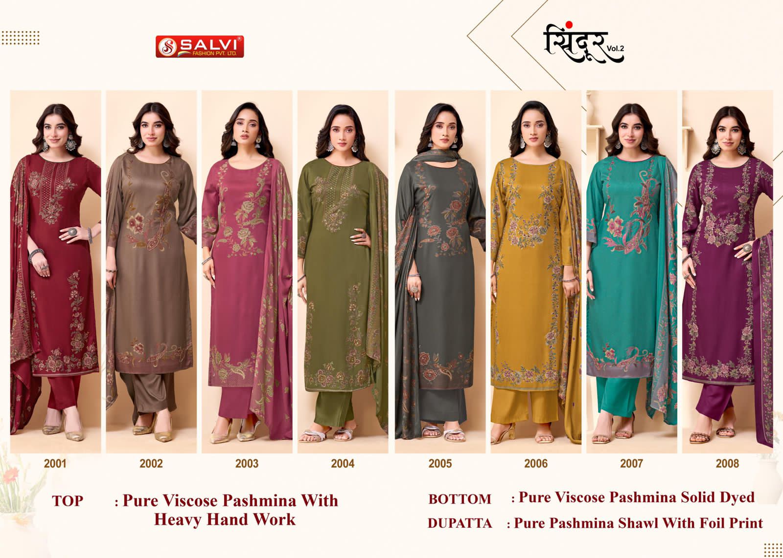 Sindoor Vol 2 Salvi Fashion Pashmina Suits Manufacturer India