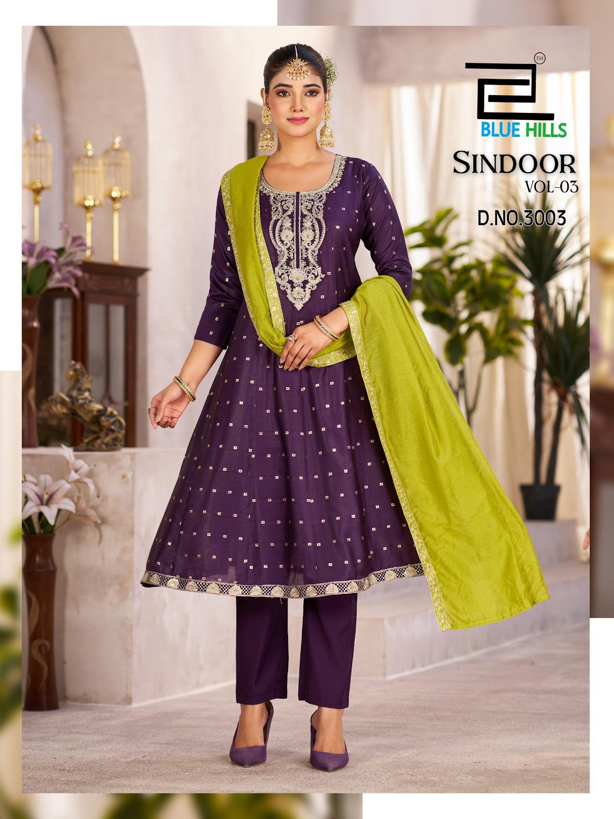 Sindoor Vol 3 Blue Hills Chanderi Readymade Anarkali Suits Manufacturer