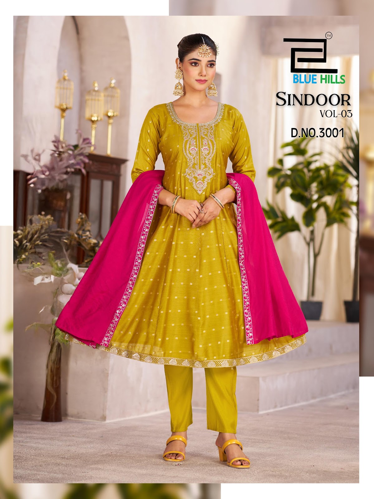 Sindoor Vol 3 Blue Hills Chanderi Readymade Anarkali Suits Manufacturer
