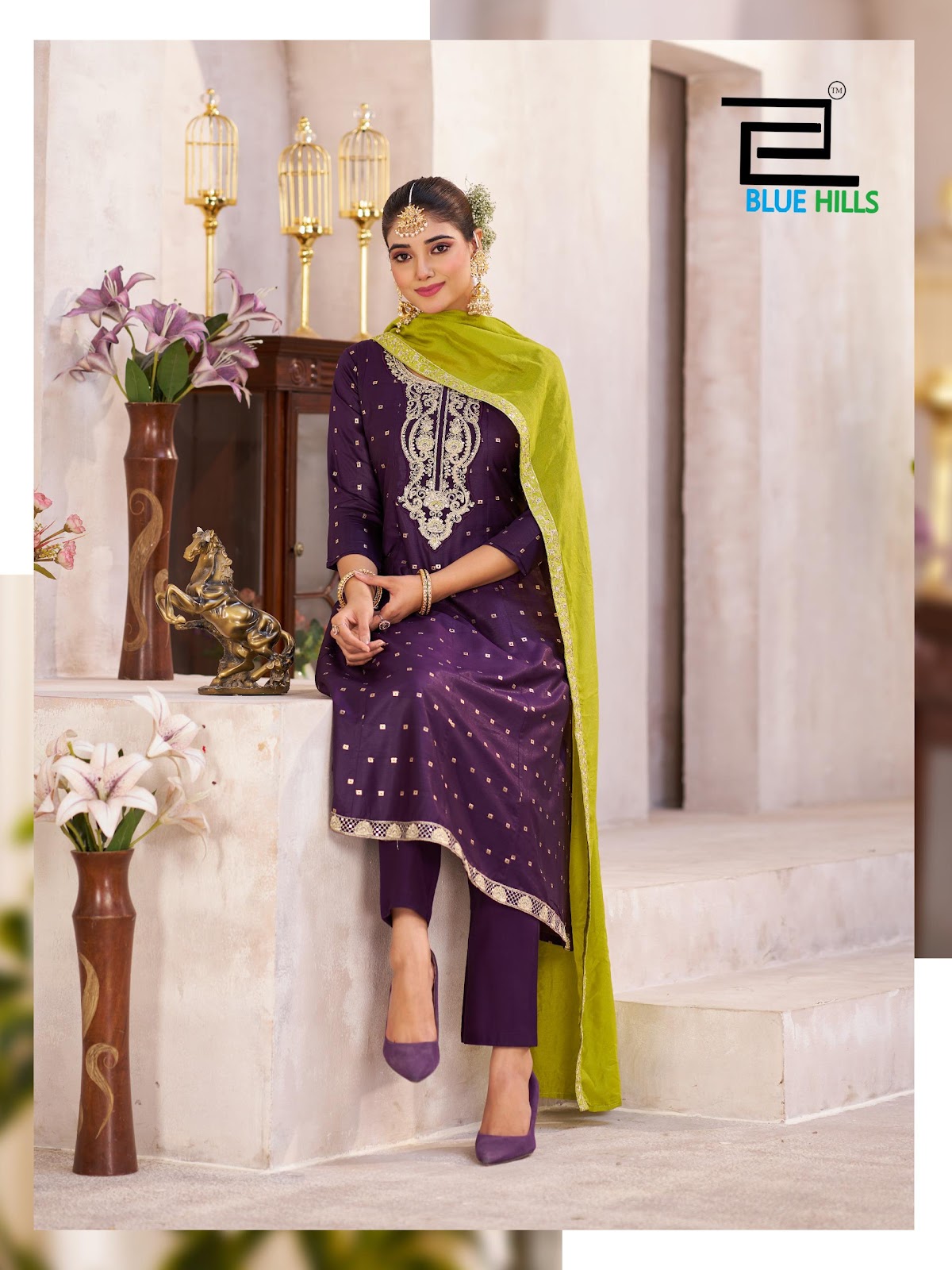 Sindoor Vol 3 Blue Hills Chanderi Readymade Anarkali Suits Manufacturer