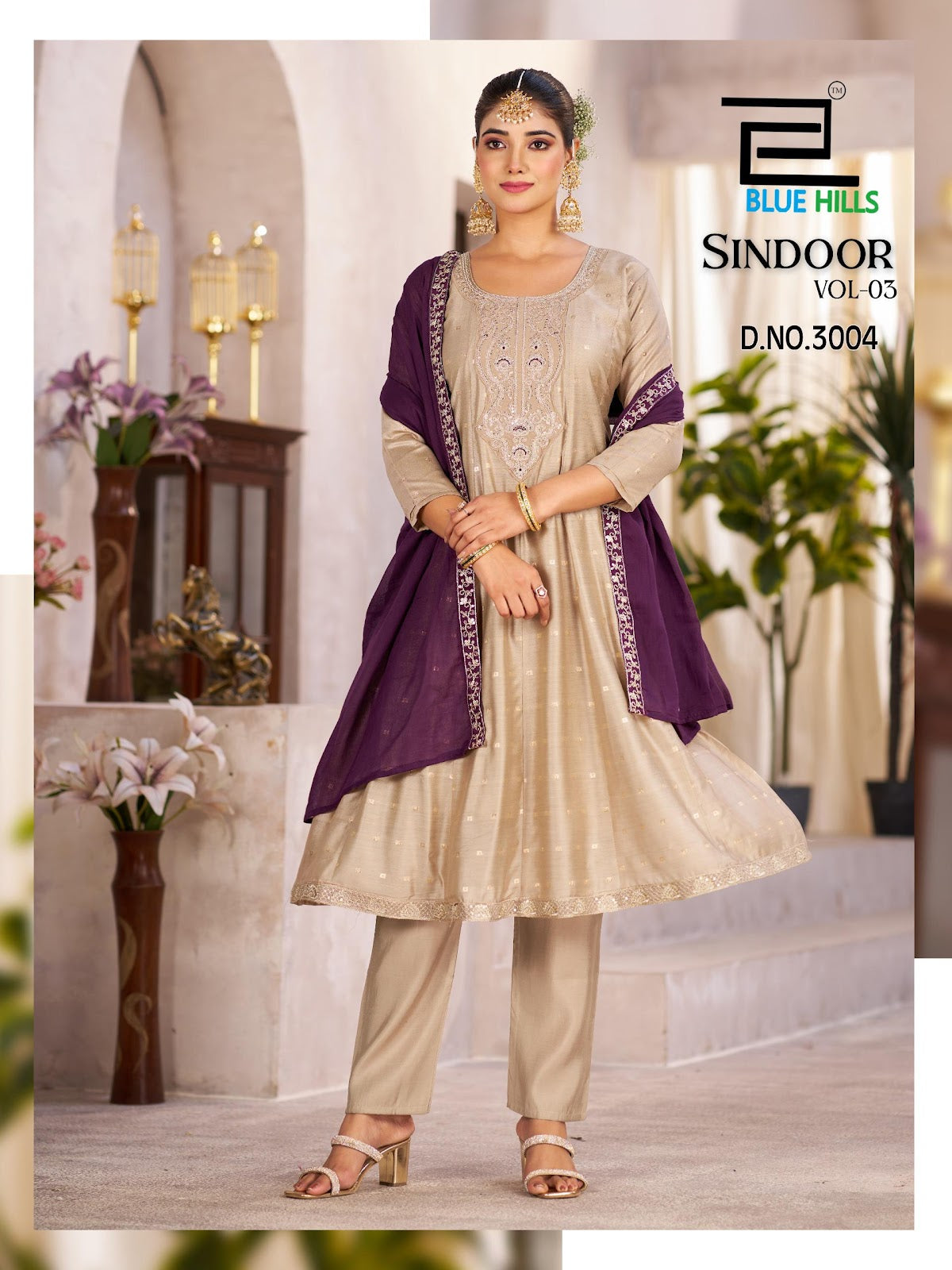 Sindoor Vol 3 Blue Hills Chanderi Readymade Anarkali Suits Manufacturer