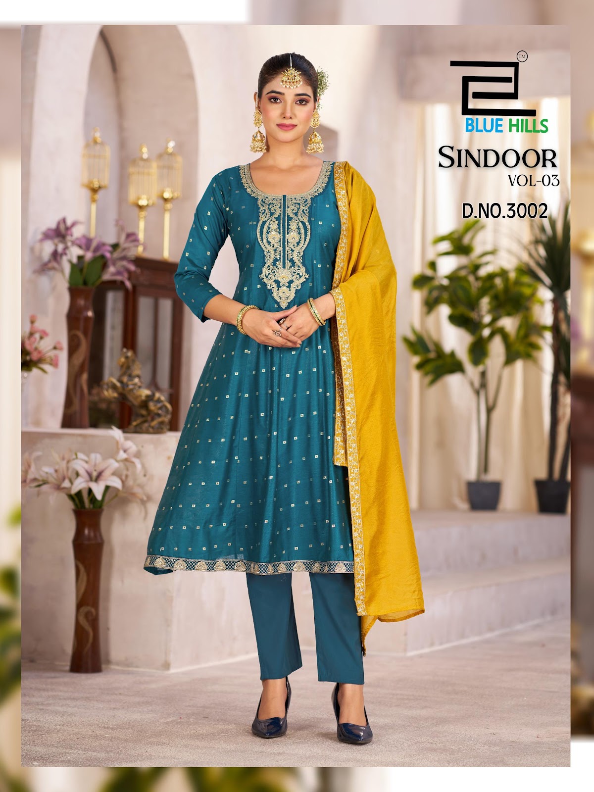 Sindoor Vol 3 Blue Hills Chanderi Readymade Anarkali Suits Manufacturer