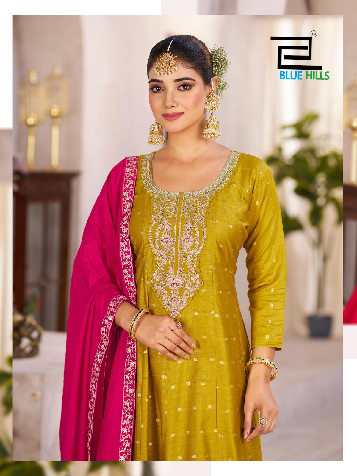 Sindoor Vol 3 Blue Hills Chanderi Readymade Anarkali Suits Manufacturer