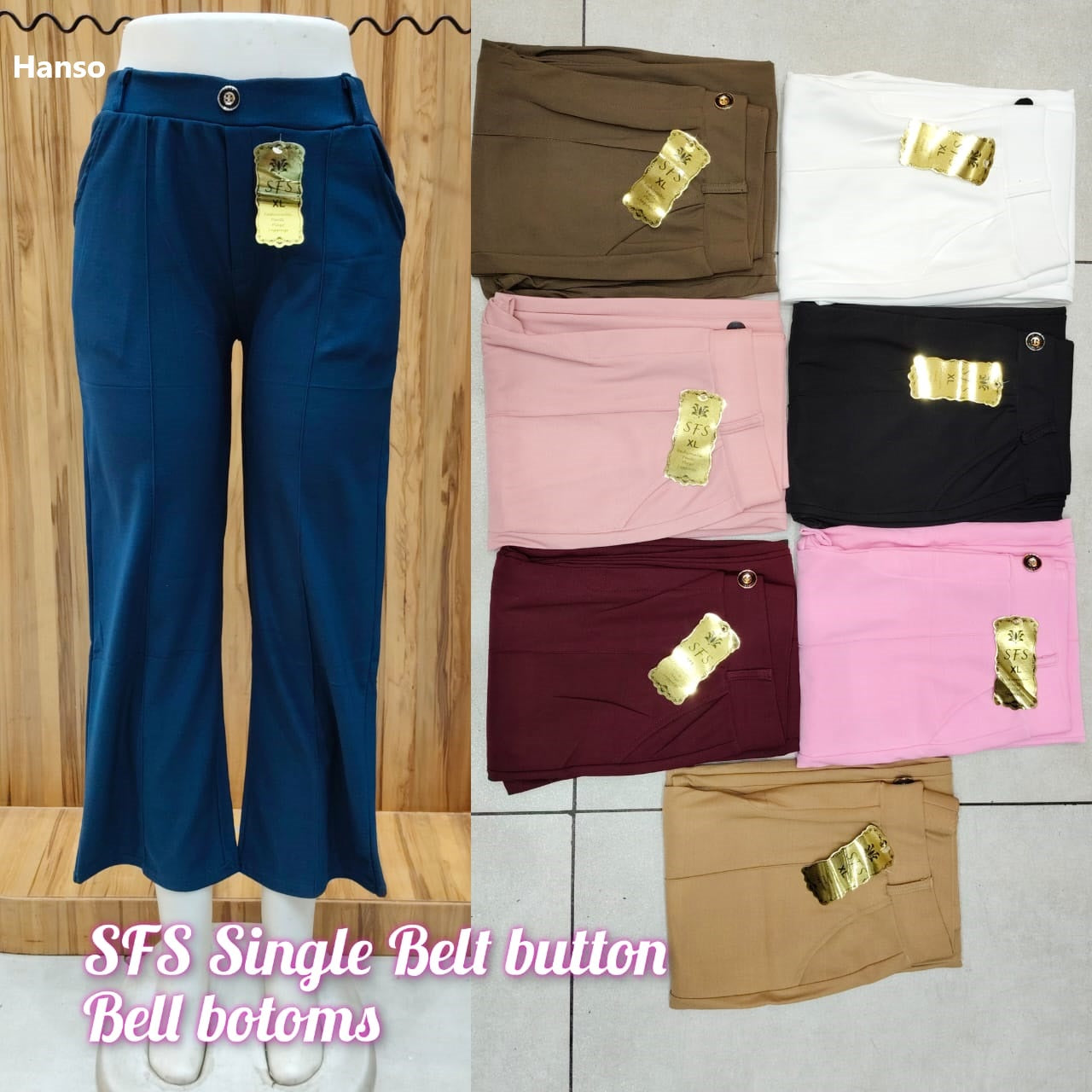 Single Belt Bell Bottom Hanso Women Pants Supplier