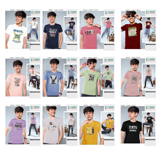 Single Jersey Kidzo Graphy Biowash Boys Tshirt Manufacturer India