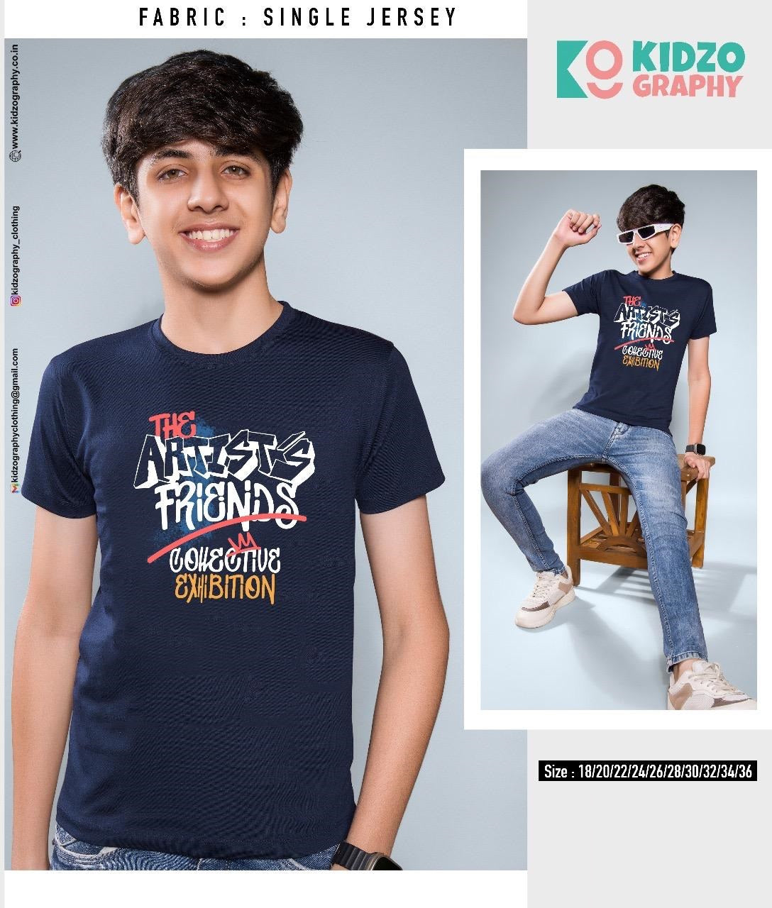 Single Jersey Kidzo Graphy Biowash Boys Tshirt Manufacturer India