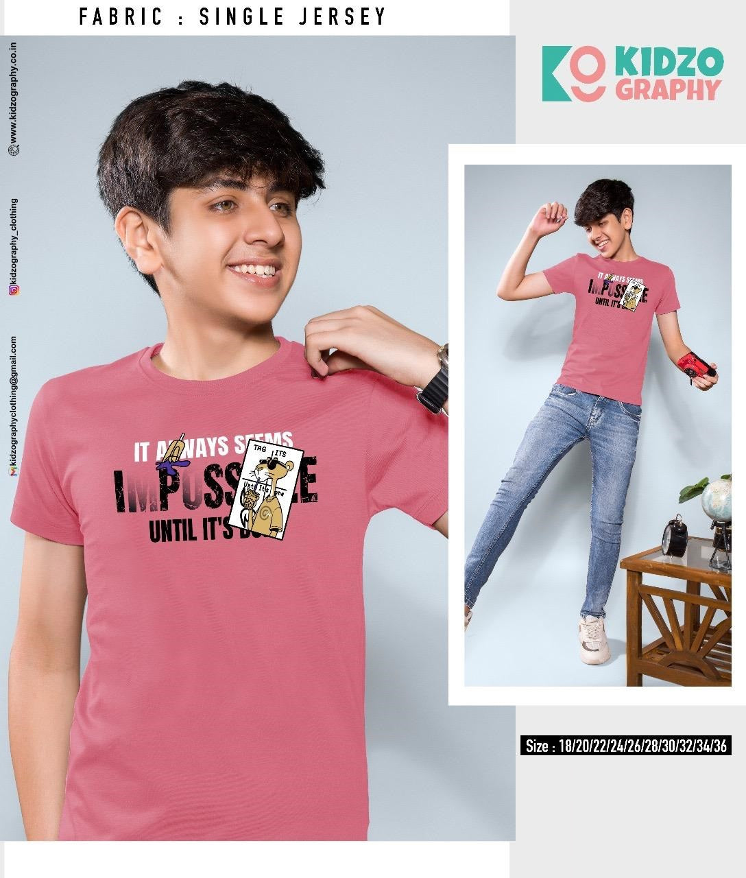 Single Jersey Kidzo Graphy Biowash Boys Tshirt Manufacturer India