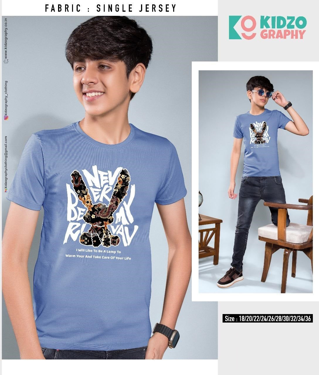 Single Jersey Kidzo Graphy Biowash Boys Tshirt Manufacturer India