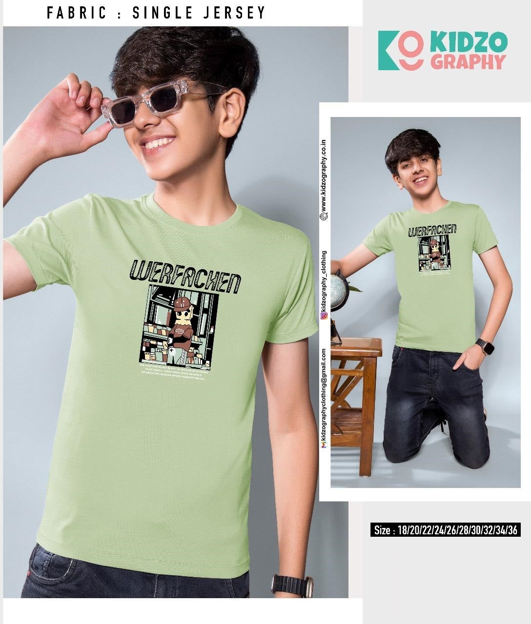 Single Jersey Kidzo Graphy Biowash Boys Tshirt Manufacturer India