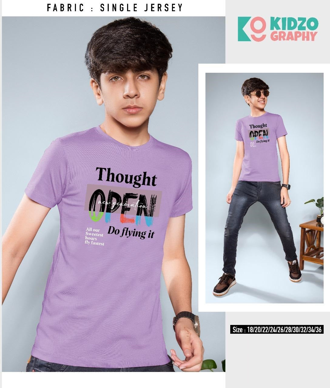 Single Jersey Kidzo Graphy Biowash Boys Tshirt Manufacturer India