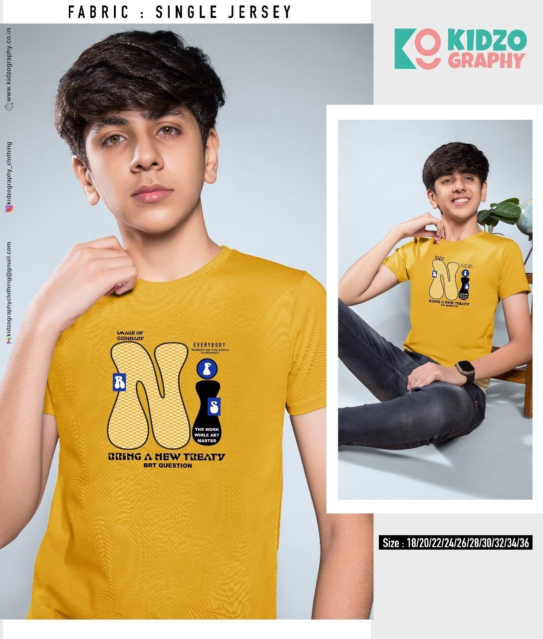 Single Jersey Kidzo Graphy Biowash Boys Tshirt Manufacturer India