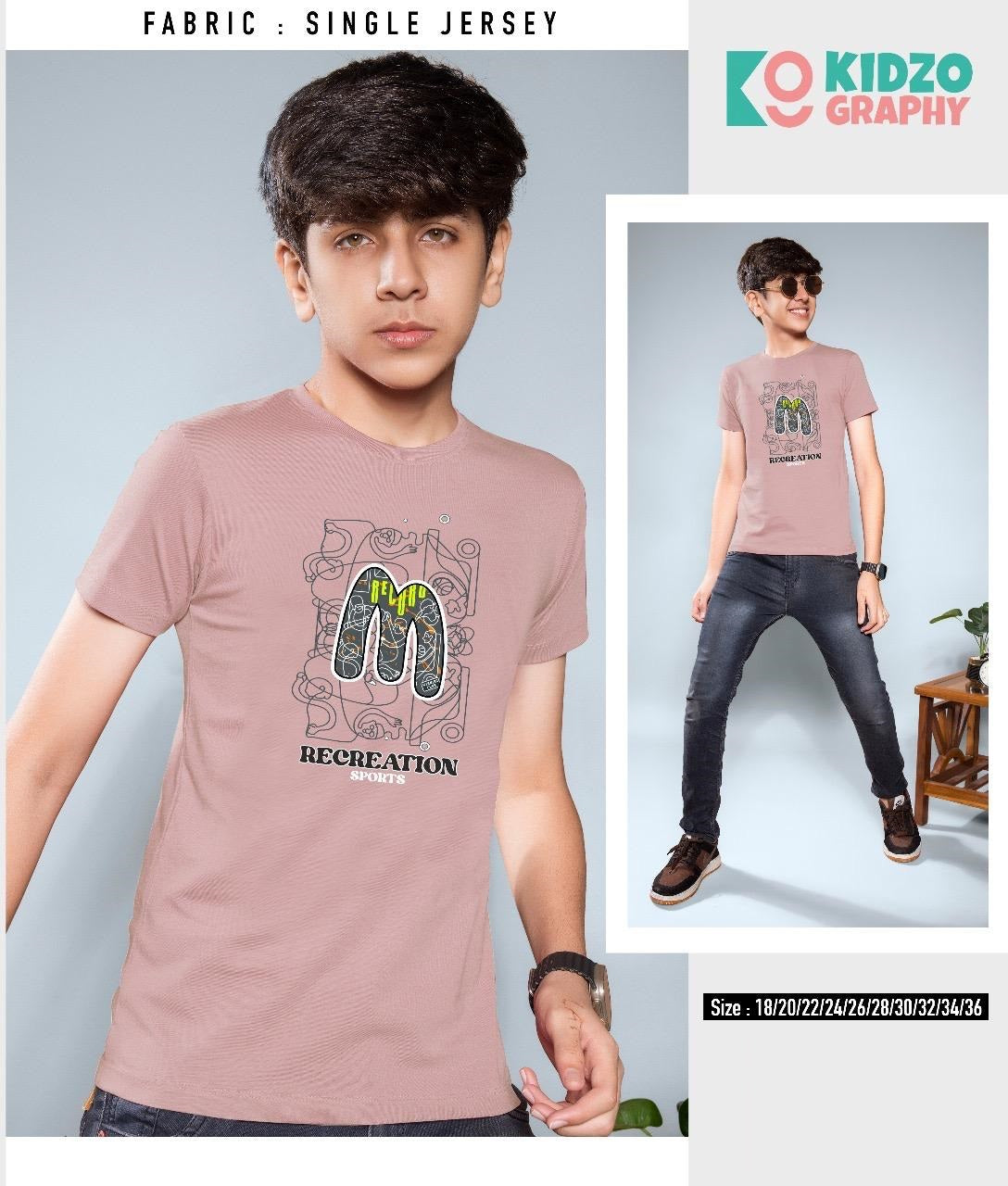 Single Jersey Kidzo Graphy Biowash Boys Tshirt Manufacturer India