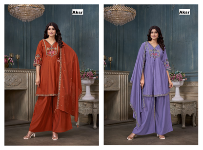 Sinhan 0312 Aksr Roman Silk Readymade Pant Style Suits Supplier