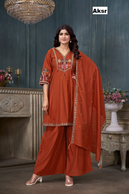 Sinhan 0312 Aksr Roman Silk Readymade Pant Style Suits Supplier