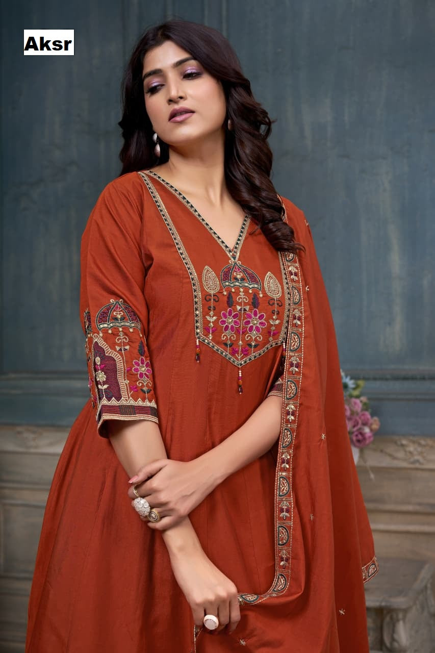Sinhan 0312 Aksr Roman Silk Readymade Pant Style Suits Supplier