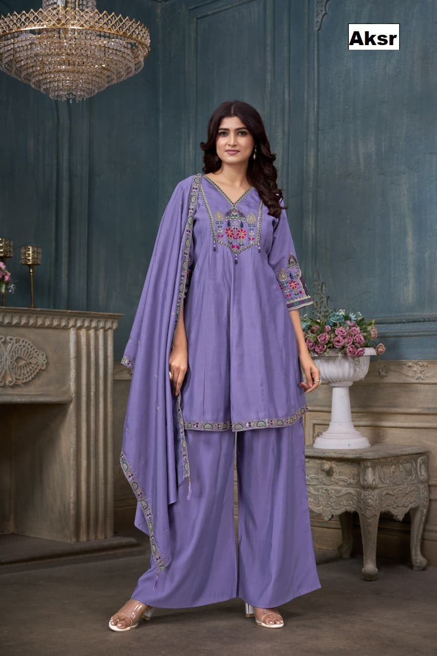 Sinhan 0312 Aksr Roman Silk Readymade Pant Style Suits Supplier