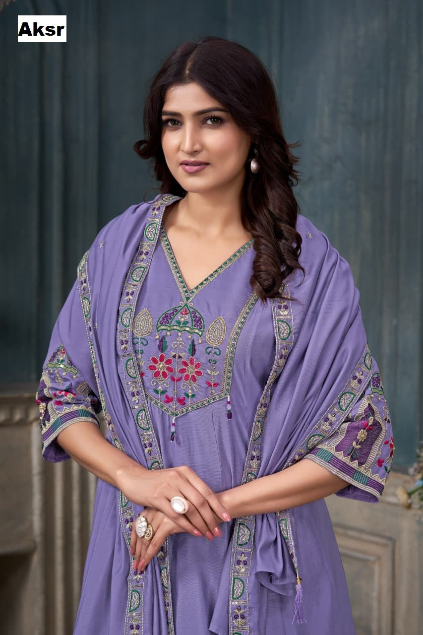 Sinhan 0312 Aksr Roman Silk Readymade Pant Style Suits Supplier