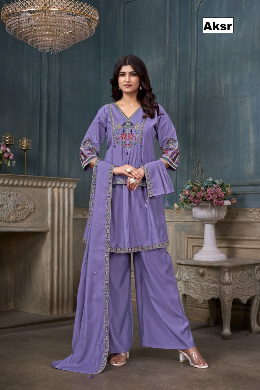 Sinhan 0312 Aksr Roman Silk Readymade Pant Style Suits Supplier