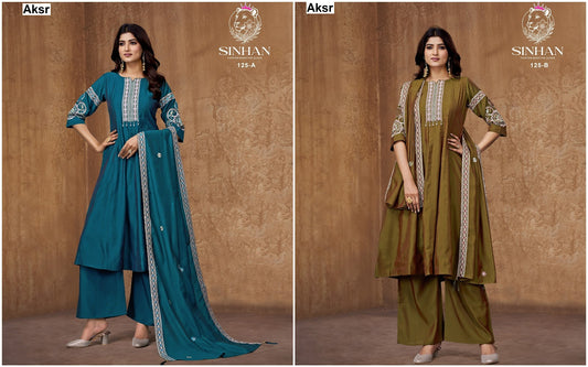 Sinhan 125 Ab Aksr Two Tone Readymade Plazzo Style Suits Wholesale Price