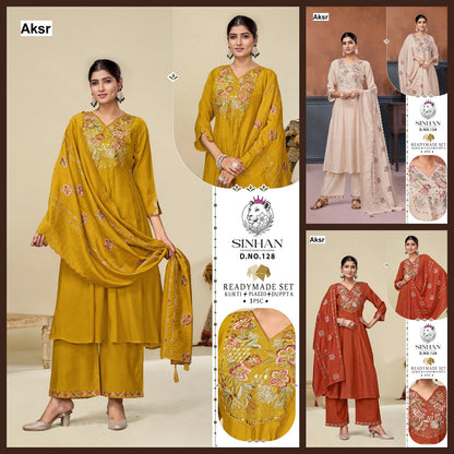 Sinhan 128 Aksr Mul Chanderi Readymade Plazzo Style Suits Wholesaler