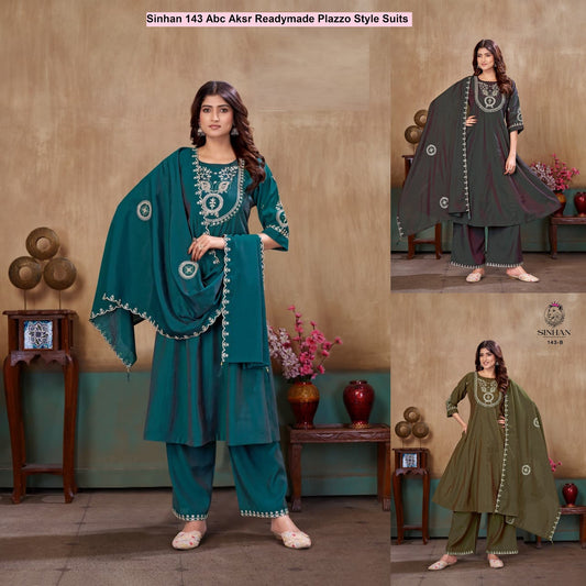Sinhan 143 Abc Aksr Roman Readymade Plazzo Style Suits Manufacturer Ahmedabad