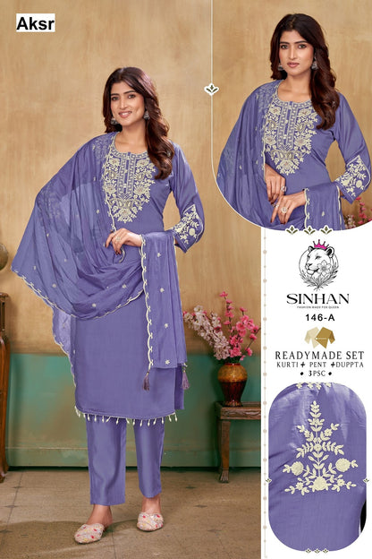 Sinhan 146 Aksr Mal Chanderi Readymade Pant Style Suits Wholesale Price
