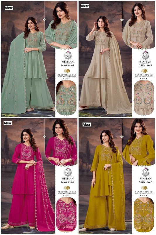 Sinhan 150 Aksr Mul Chanderi Readymade Plazzo Style Suits Exporter