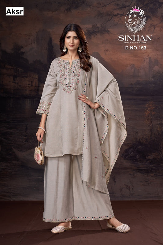 Sinhan 153 Aksr Oxford Silk Readymade Plazzo Style Suits Manufacturer India
