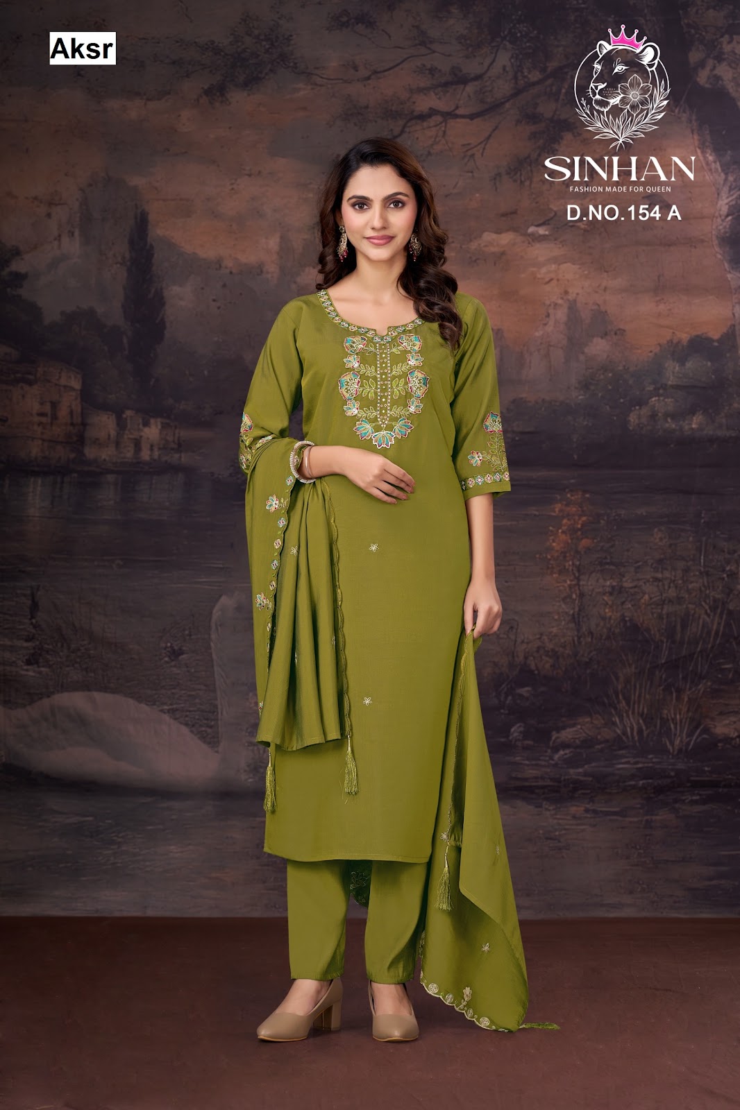 Sinhan 154 Aksr Bombay Silk Readymade Pant Style Suits Wholesale