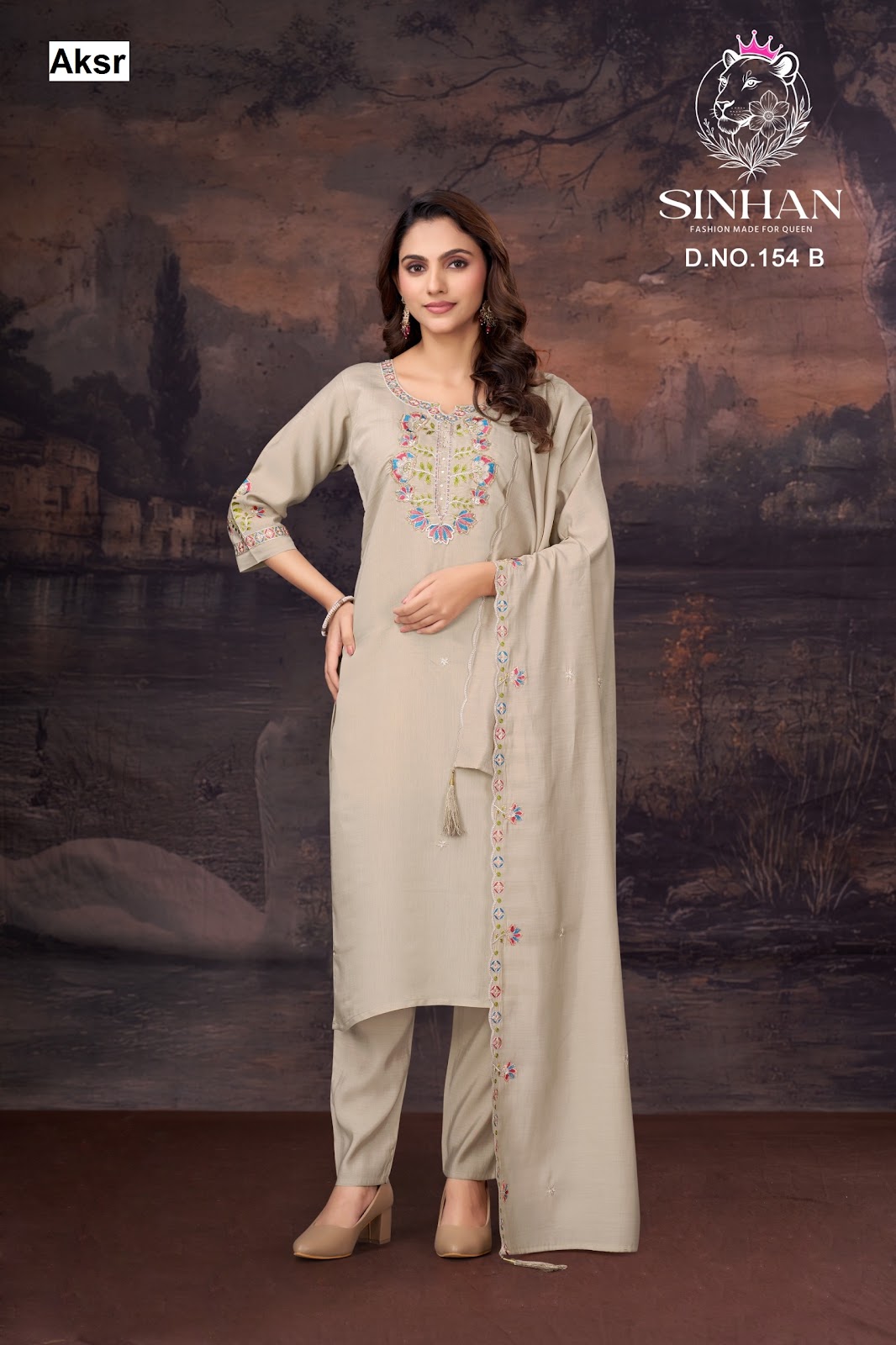 Sinhan 154 Aksr Bombay Silk Readymade Pant Style Suits Wholesale