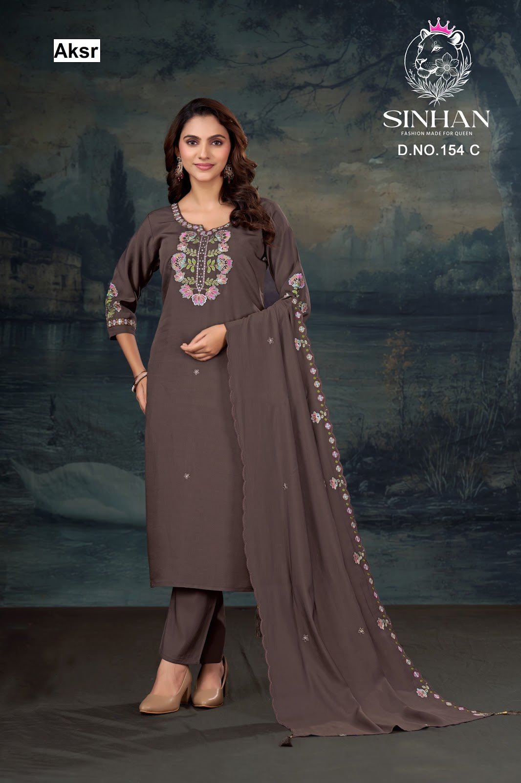 Sinhan 154 Aksr Bombay Silk Readymade Pant Style Suits Wholesale