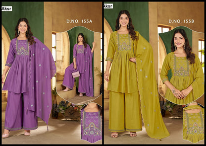 Sinhan 155 Ab Aksr Mull Chanderi Readymade Plazzo Style Suits Wholesale Price