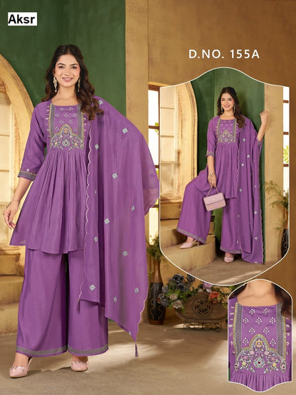 Sinhan 155 Ab Aksr Mull Chanderi Readymade Plazzo Style Suits Wholesale Price