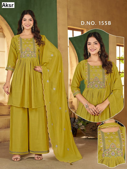 Sinhan 155 Ab Aksr Mull Chanderi Readymade Plazzo Style Suits Wholesale Price