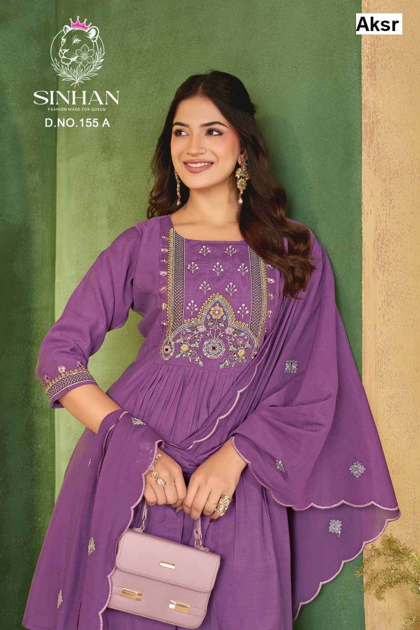 Sinhan 155 Ab Aksr Mull Chanderi Readymade Plazzo Style Suits Wholesale Price