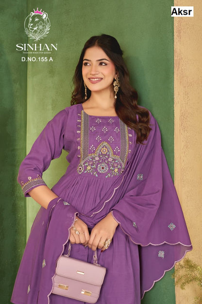 Sinhan 155 Ab Aksr Mull Chanderi Readymade Plazzo Style Suits Wholesale Price