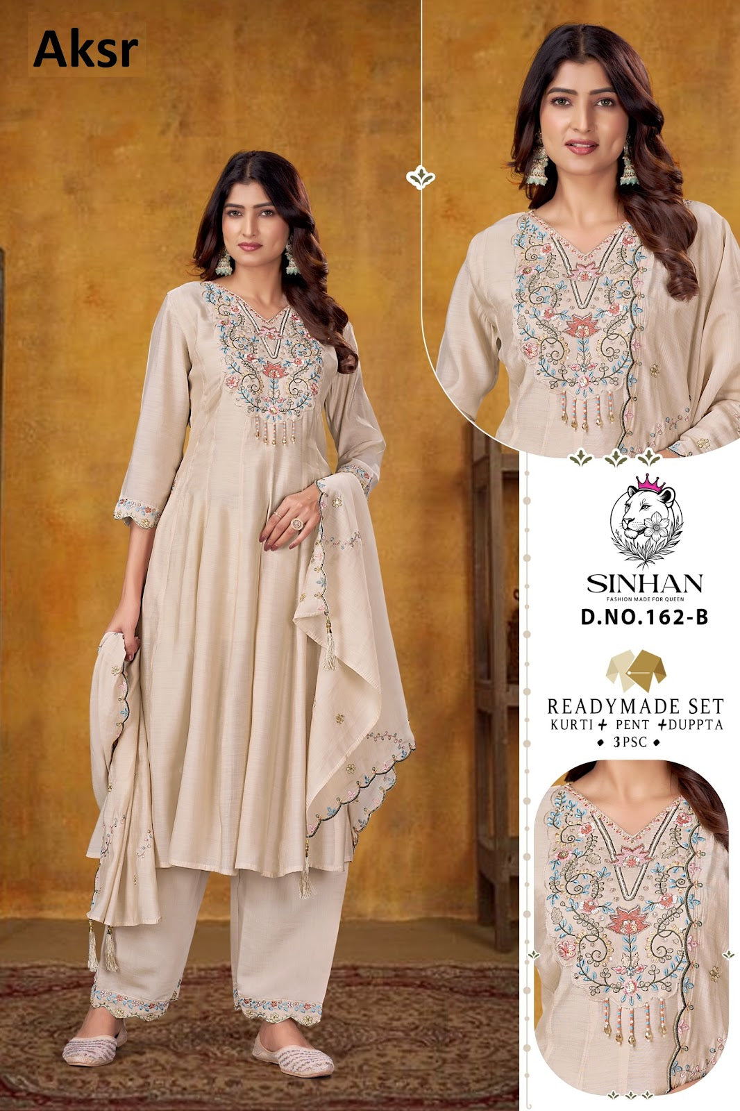 Sinhan 162 Aksr Chanderi Readymade Pant Style Suits Exporter India