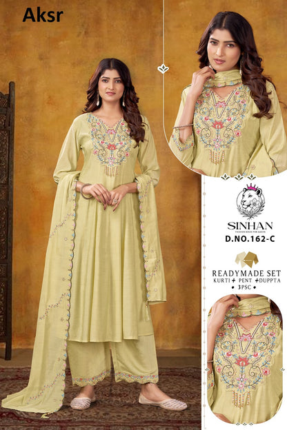 Sinhan 162 Aksr Chanderi Readymade Pant Style Suits Exporter India